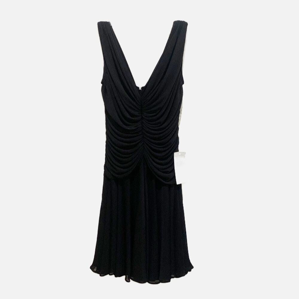 Tadashi Dress Black Ruched Sleeveless Sheer Chiffon Cocktail Party Size XS New